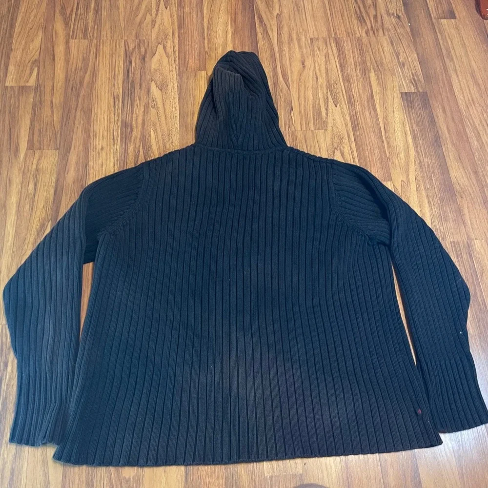 Lauren Ralph Lauren Full Zip Sweater Hoodie Womens 2X Ribbed Cotton Black LRL